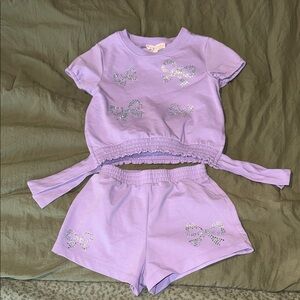 Kids Lavender Matching Set with Bow Accents